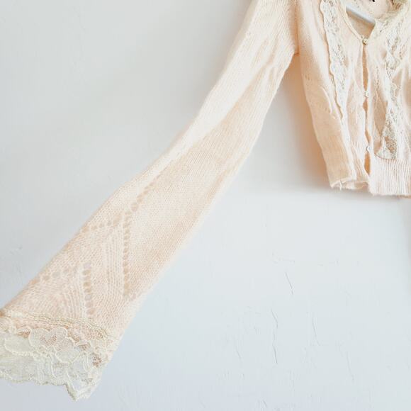 Zara Pink Lace Detail Cardigan - Picture 7 of 10